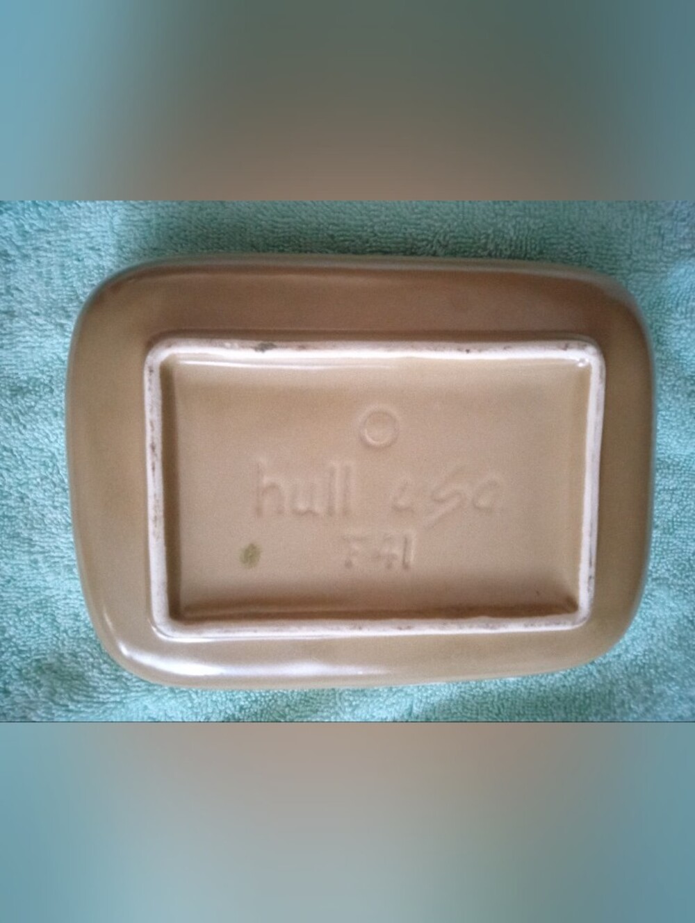 Vintage Retro Hull USA F41 Rectangular Small Planter Trinket Dish Tan 7x6